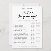 Modern Wat zei de Groom Say Game Kaart (Voorkant)