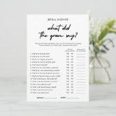 Modern Wat zei de Groom Say Game Kaart (Staand voorkant)