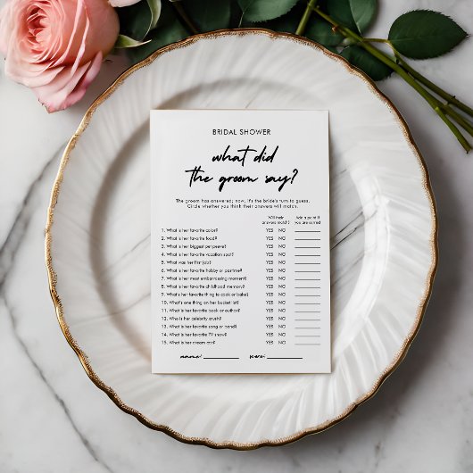 Modern Wat zei de Groom Say Game Kaart