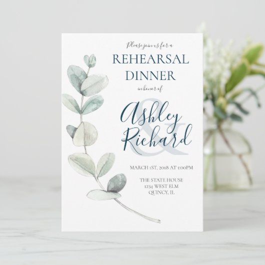 Modern Water Eucalyptus repetitie diner Kaart (Staand voorkant)