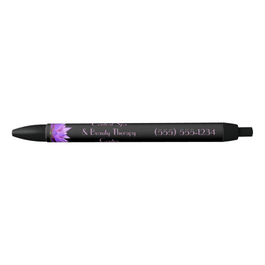 Modern Water Lily Lotus Flower Spa Salon Zwarte Inkt Pen (Voorkant)