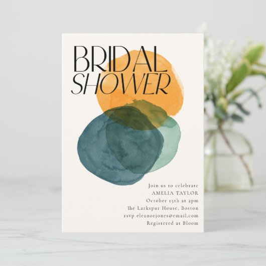 Modern Watercolor Abstract Circles Bridal Shower  Kaart (Staand voorkant)