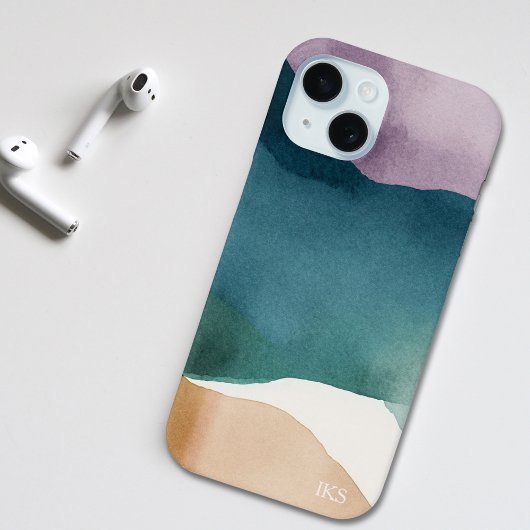 Modern Watercolor Abstract Monogram Case-Mate iPhone Case