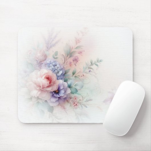 Modern Watercolor Aquarell Flowers Painting Trendy Muismat (Met muis)