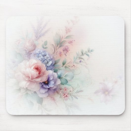 Modern Watercolor Aquarell Flowers Painting Trendy Muismat (Voorkant)