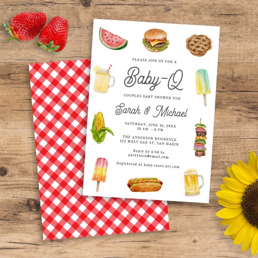 Modern Watercolor BabyQ Gender Neutral Baby Shower Kaart