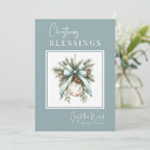 Modern Watercolor Bauble Christmas Blessings Feestdagenkaart (Staand voorkant)