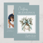 Modern Watercolor Bauble Christmas Blessings Feestdagenkaart (Voorkant / Achterkant)