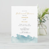 Modern Watercolor Beach wedding rehearsal dinner Aankondiging (Staand voorkant)
