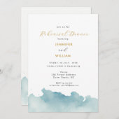 Modern Watercolor Beach wedding rehearsal dinner Aankondiging (Voorkant / Achterkant)