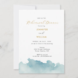 Modern Watercolor Beach wedding rehearsal dinner Aankondiging