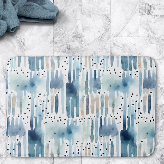 Modern Watercolor Blauw Abstract Patroon Badmat