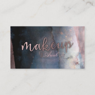 Modern Watercolor Blauw & Roze Goud Roze Make-up Visitekaartje