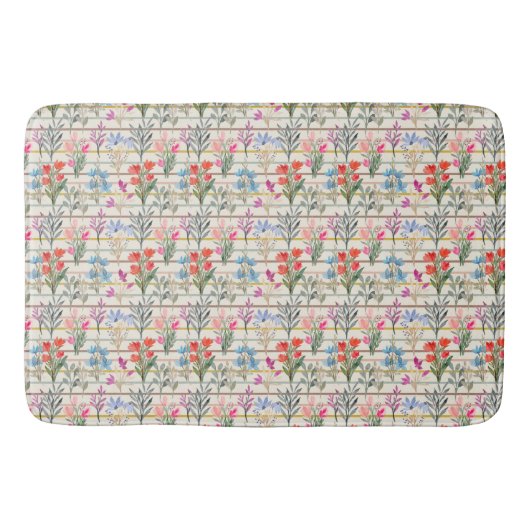 Modern Watercolor Bloem Patroon Badmat (Voorkant)