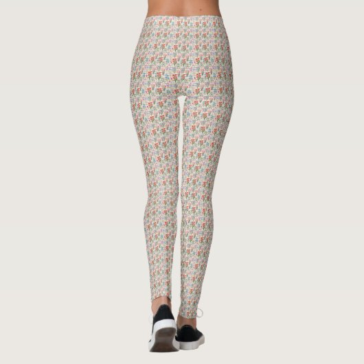 Modern Watercolor Bloem Patroon Leggings (Achterkant)