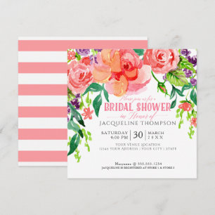 Modern Watercolor Bloemendesign Koraal Roze Rozen  Kaart