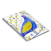 Modern Watercolor Blue and Yellow Bird Art Notitieboek (Rechterzijde)