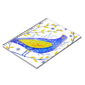 Modern Watercolor Blue and Yellow Bird Art Notitieboek (Linkerzijde)