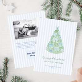 Modern Watercolor Blue Bows Logo Photo Corporate Feestdagenkaart