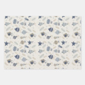 Modern Watercolor Blue Ornaments Snow Christmas Inpakpapier Vel (Voorkant)