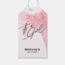Modern Watercolor Blush Pink Bow It's A Girl Cadeaulabel