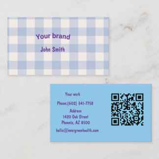 Modern Watercolor Buffalo Plaid QR CODE Visitekaartje