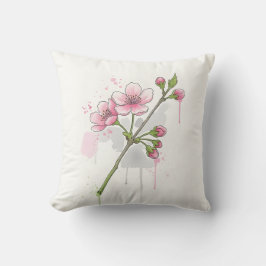 Modern Watercolor Cherry Blossom Branch Kussen