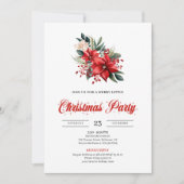 Modern Watercolor Christmas Flowers Festive Invite Kaart (Voorkant)