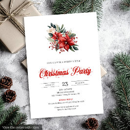 Modern Watercolor Christmas Flowers Festive Invite Kaart