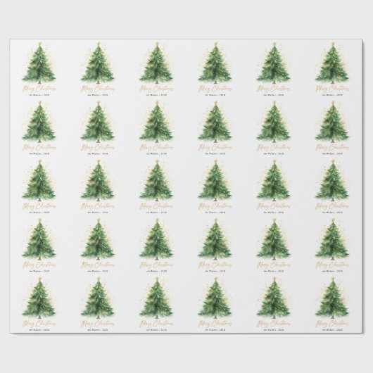Modern Watercolor Christmas Pine Tree  Cadeaupapier (Vlak)