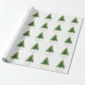 Modern Watercolor Christmas Pine Tree  Cadeaupapier (Uitgerold)