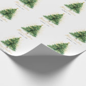 Modern Watercolor Christmas Pine Tree  Cadeaupapier (Hoek)