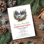 Modern Watercolor Christmas Scene Editable Invite Kaart