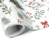 Modern Watercolor Christmas Wrapping Paper Cadeaupapier (Rol Hoek)
