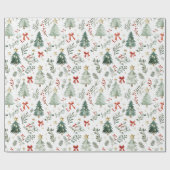 Modern Watercolor Christmas Wrapping Paper Cadeaupapier (Vlak)