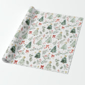 Modern Watercolor Christmas Wrapping Paper Cadeaupapier (Uitgerold)