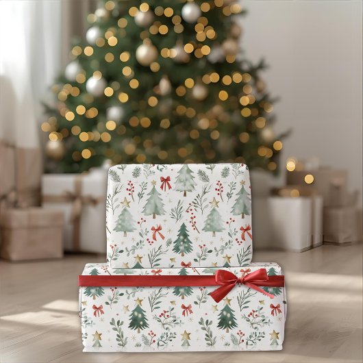 Modern Watercolor Christmas Wrapping Paper Cadeaupapier