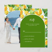 Modern Watercolor Citroen Tuin gele Rsvp Kaartje (Voorkant / Achterkant)
