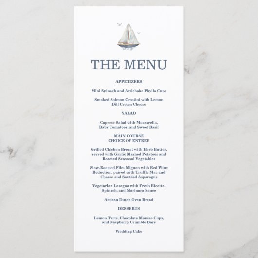 Modern Watercolor Coastal Seascape Wedding Menu (Voorkant)