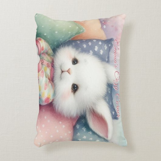 Modern Watercolor Cute Bunny Personalize Accent Kussen (Voorkant(Verticaal))