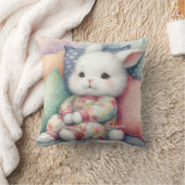 Modern Watercolor Cute Bunny Personalize Kussen (Deken)