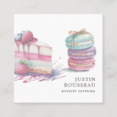 Modern Watercolor Dessert Baker Pastry Chef   Vierkante Visitekaartje (Voorkant)