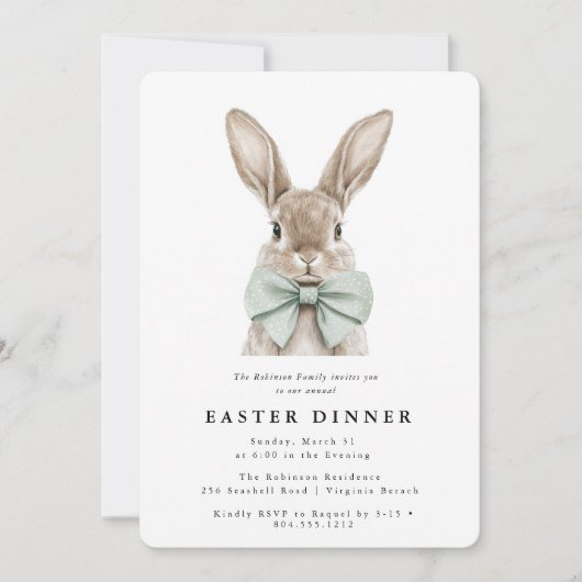 Modern Watercolor Easter Dinner Invitation Kaart (Voorkant)