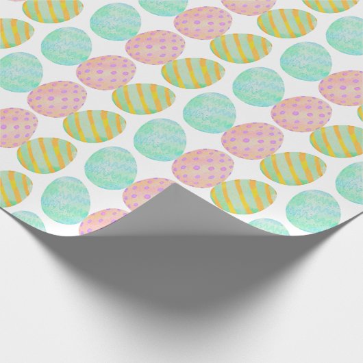 Modern Watercolor Easter Egg Pattern Cadeaupapier (Hoek)