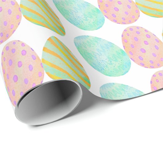 Modern Watercolor Easter Egg Pattern Cadeaupapier (Rol Hoek)