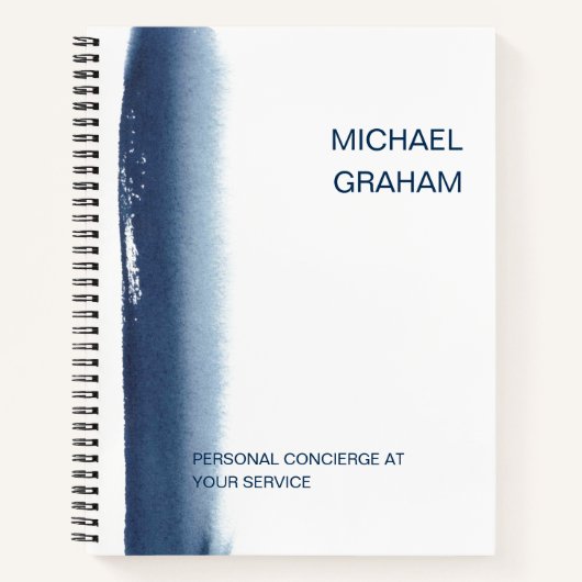 Modern Watercolor Eenvoudig Zakelijk Navyblauw Notitieboek (Voorkant)