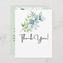 Modern Watercolor Eucalyptus Greenery Wedding Bedankkaart