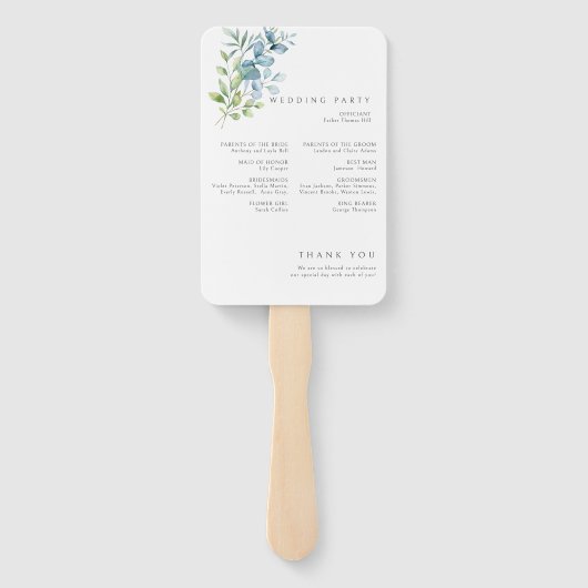 Modern Watercolor Eucalyptus Greenery Wedding Handwaaier (Achterkant)