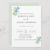 Modern Watercolor Eucalyptus Greenery Wedding Kaart (Voorkant / Achterkant)