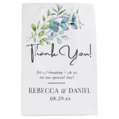 Modern Watercolor Eucalyptus Greenery Wedding Medium Cadeauzakje (Voorkant)